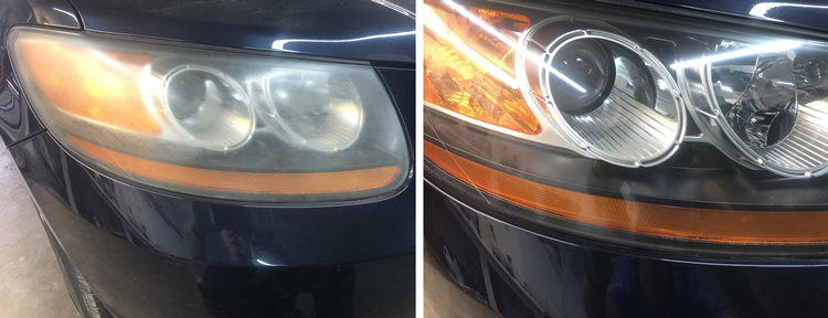 Headlight Lens Restoration - Before and After Auto Detailing Services