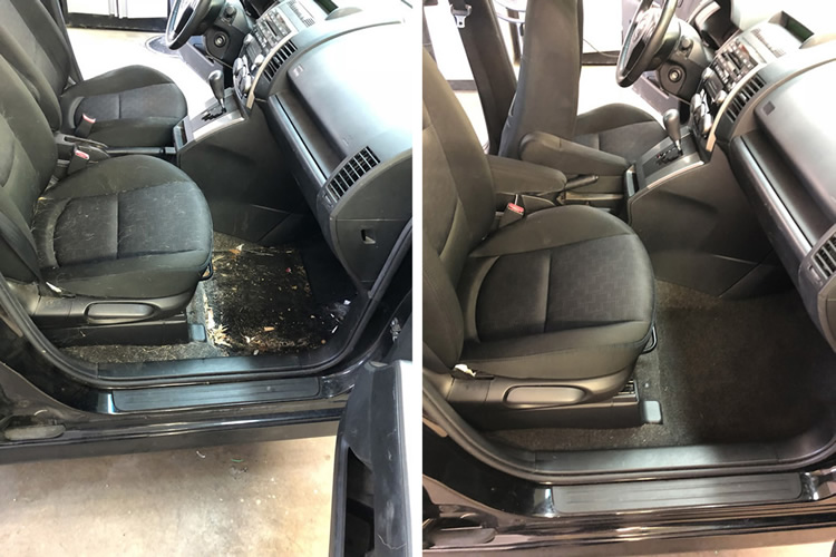 Interior Detailing:  Hot Water Extraction - Before and After